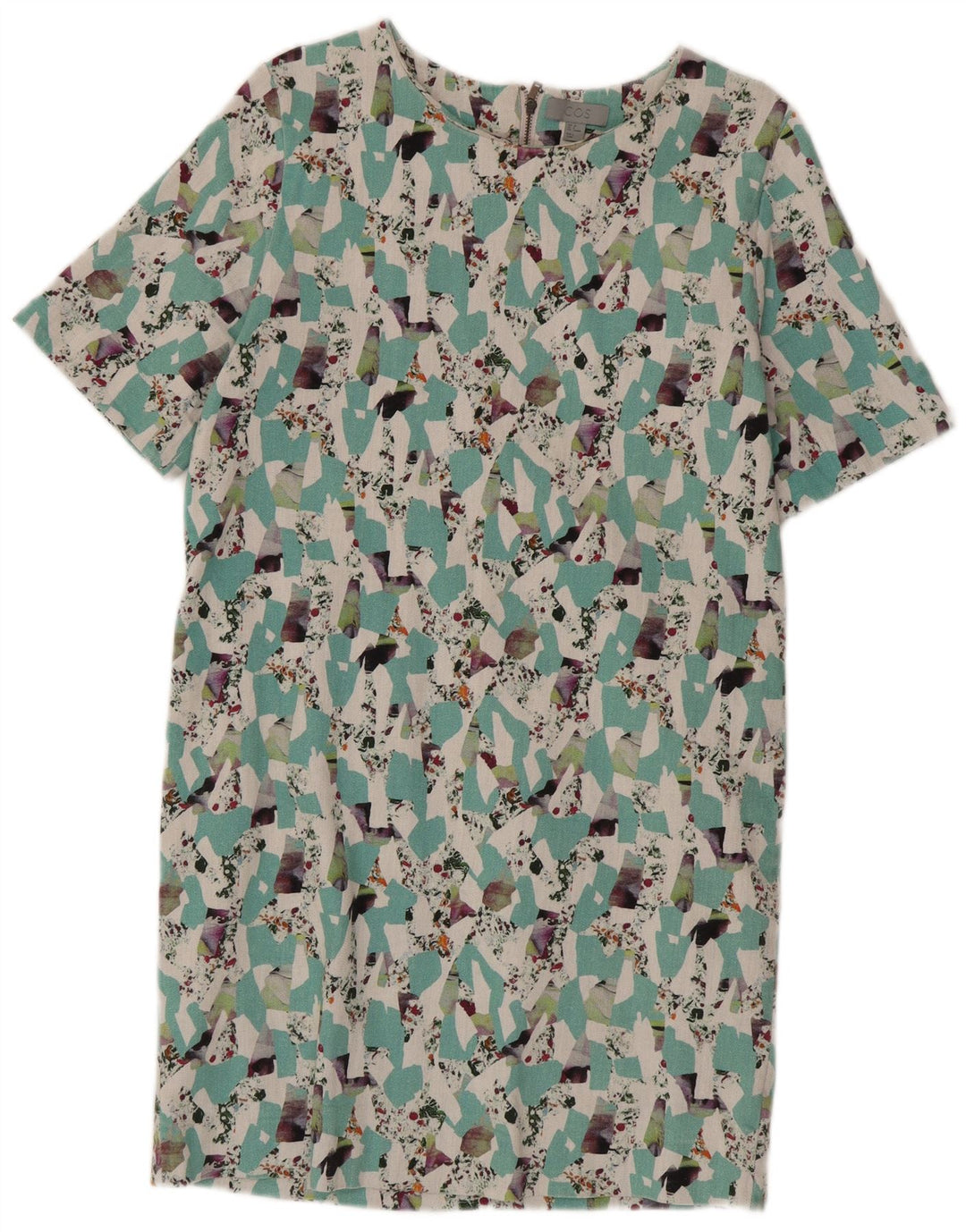 Cos Womens Regular Shift Dress EU 38 Medium Multicoloured Geometric Cotton