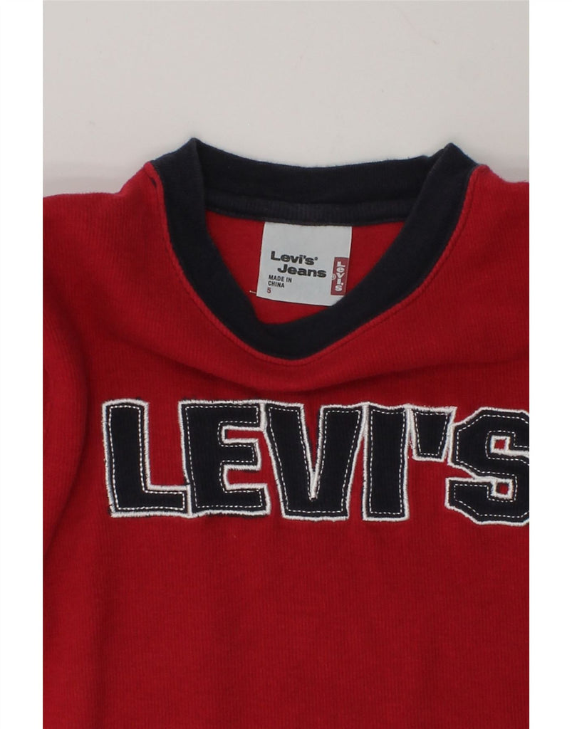 LEVI'S Boys Graphic Crew Neck Jumper Sweater 4-5 Years Red Cotton | Vintage Levi's | Thrift | Second-Hand Levi's | Used Clothing | Messina Hembry 