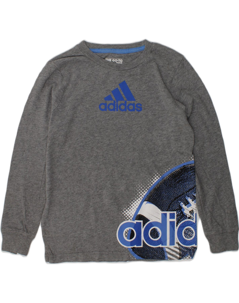 ADIDAS Boys The Go-To Tee Graphic Sweatshirt Jumper 6-7 Years Grey Cotton | Vintage Adidas | Thrift | Second-Hand Adidas | Used Clothing | Messina Hembry 