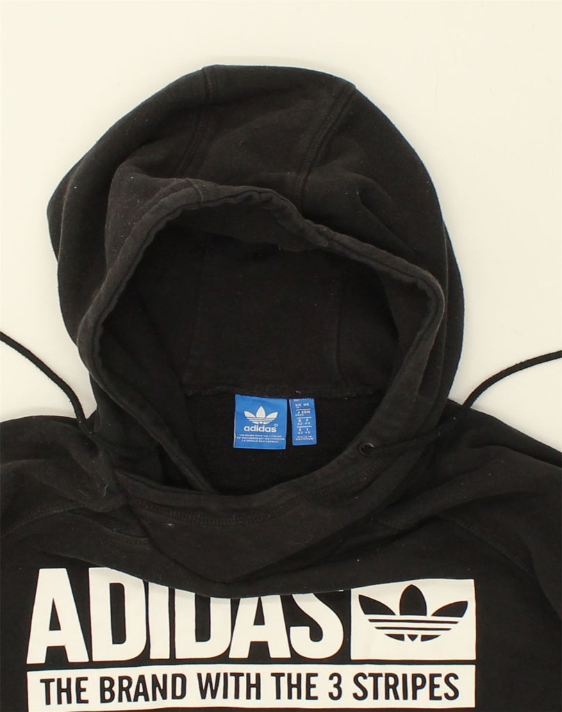 ADIDAS Womens Graphic Hoodie Jumper UK 16 Large Black Cotton | Vintage Adidas | Thrift | Second-Hand Adidas | Used Clothing | Messina Hembry 