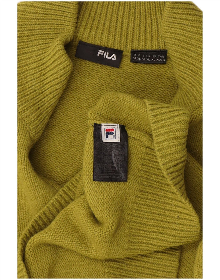 Fila Mens Zip Neck Jumper Sweater XL Khaki Wool