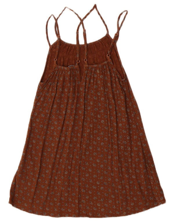 Fat Face Womens Halter Dress UK 6 XS Brown Floral Viscose
