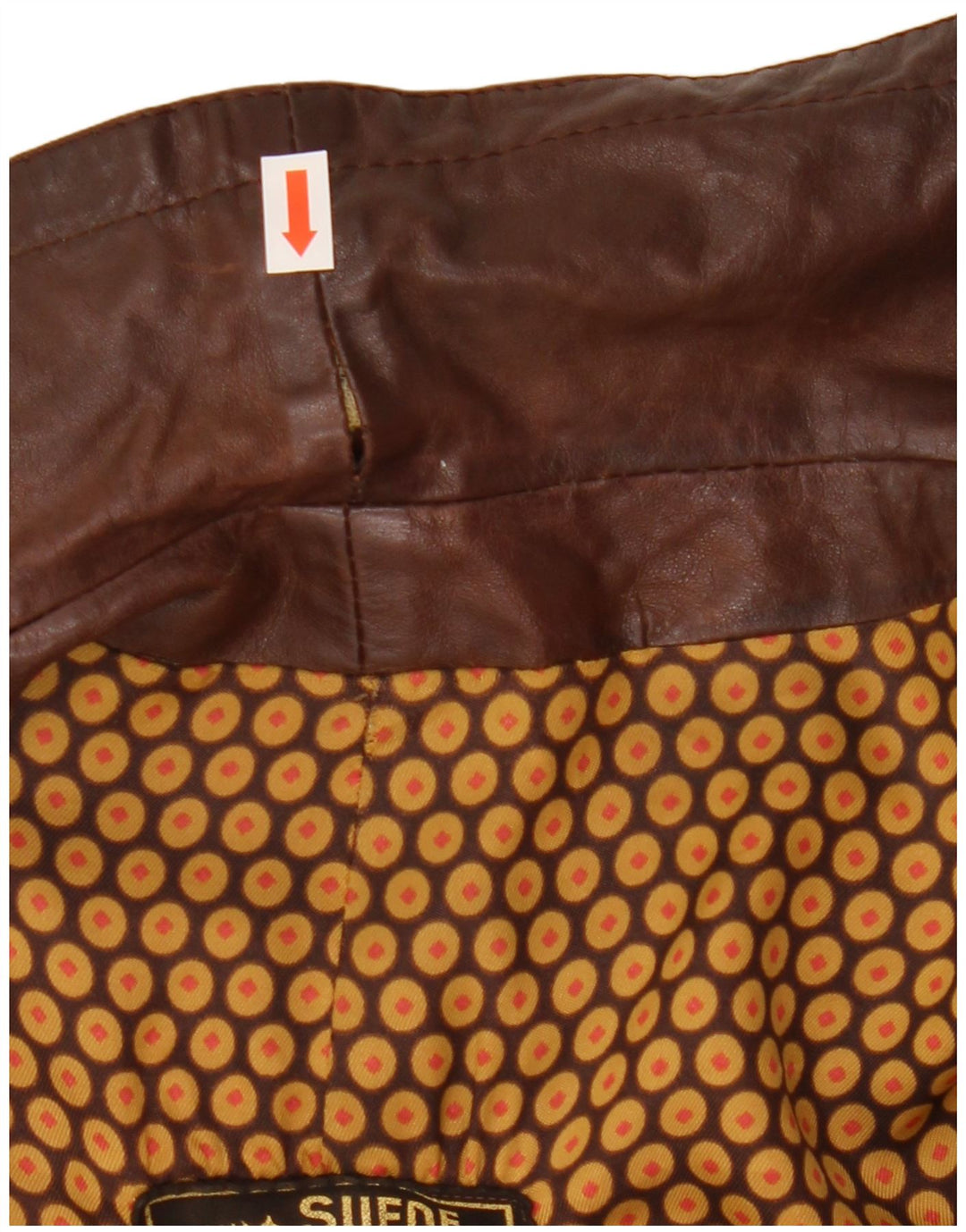 Vintage Mens Double Breasted Leather Coat UK 36 Small Brown Leather