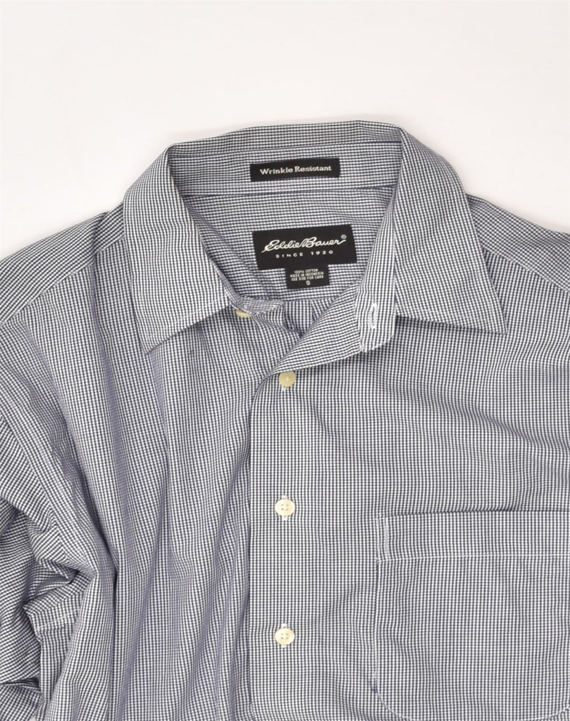 EDDIE BAUER Mens Wrinkle Resistant Shirt Small Navy Blue Gingham Cotton | Vintage Eddie Bauer | Thrift | Second-Hand Eddie Bauer | Used Clothing | Messina Hembry 