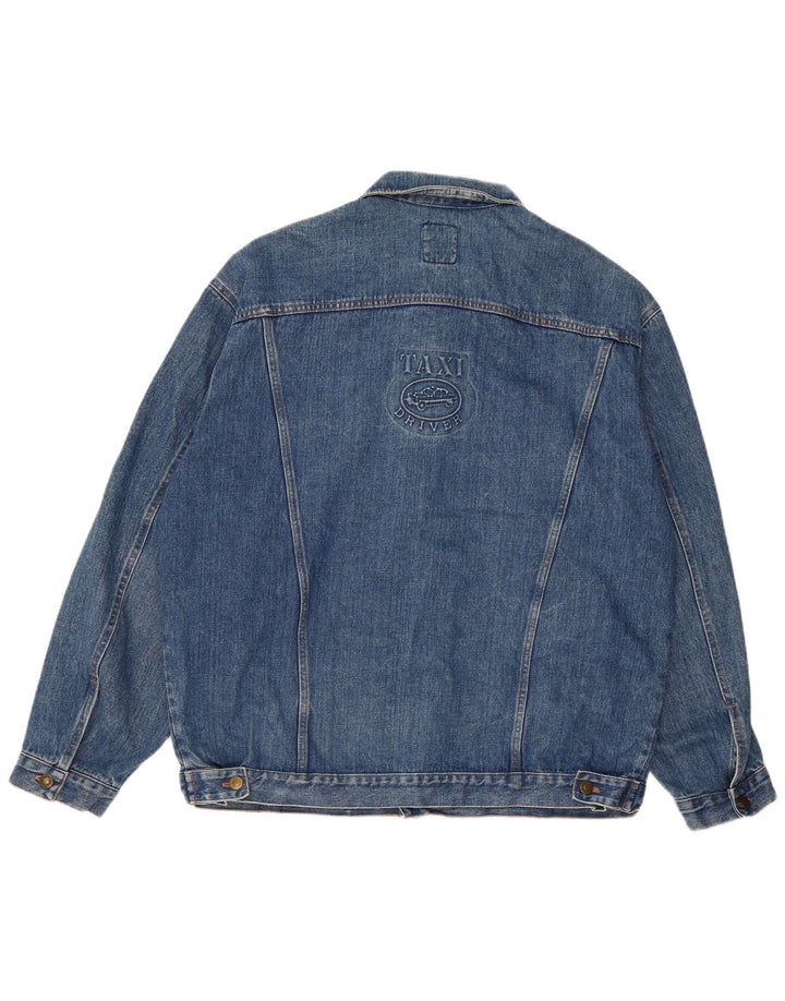 VINTAGE Mens Denim Jacket UK 42 XL Blue Cotton