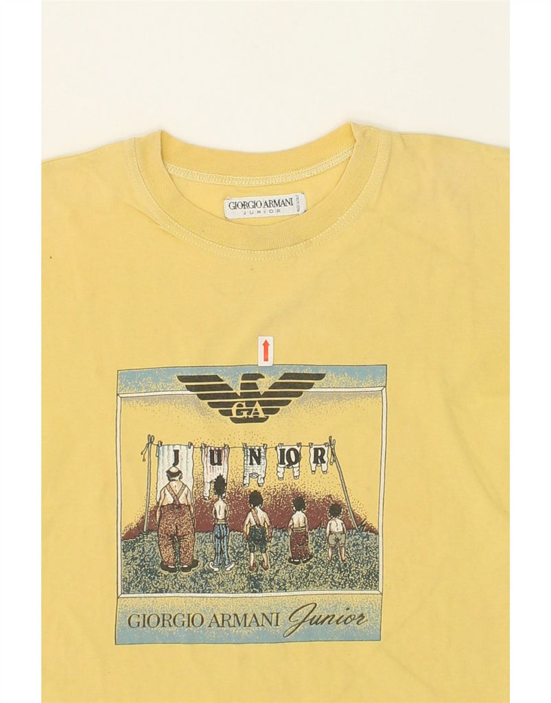 GIORGIO ARMANI Boys Graphic T-Shirt Top 8-9 Years Yellow Cotton | Vintage Giorgio Armani | Thrift | Second-Hand Giorgio Armani | Used Clothing | Messina Hembry 