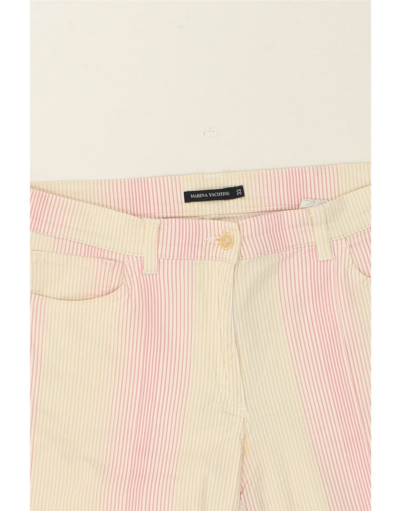 MARINA YACHTING Womens Straight Casual Trousers W33 L32  Beige Striped | Vintage Marina Yachting | Thrift | Second-Hand Marina Yachting | Used Clothing | Messina Hembry 