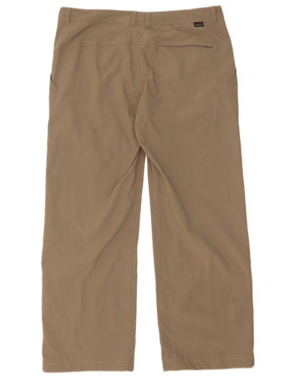 Patagonia Mens Wide Leg Chino Trousers US 14 XL W36 L29 Beige Nylon