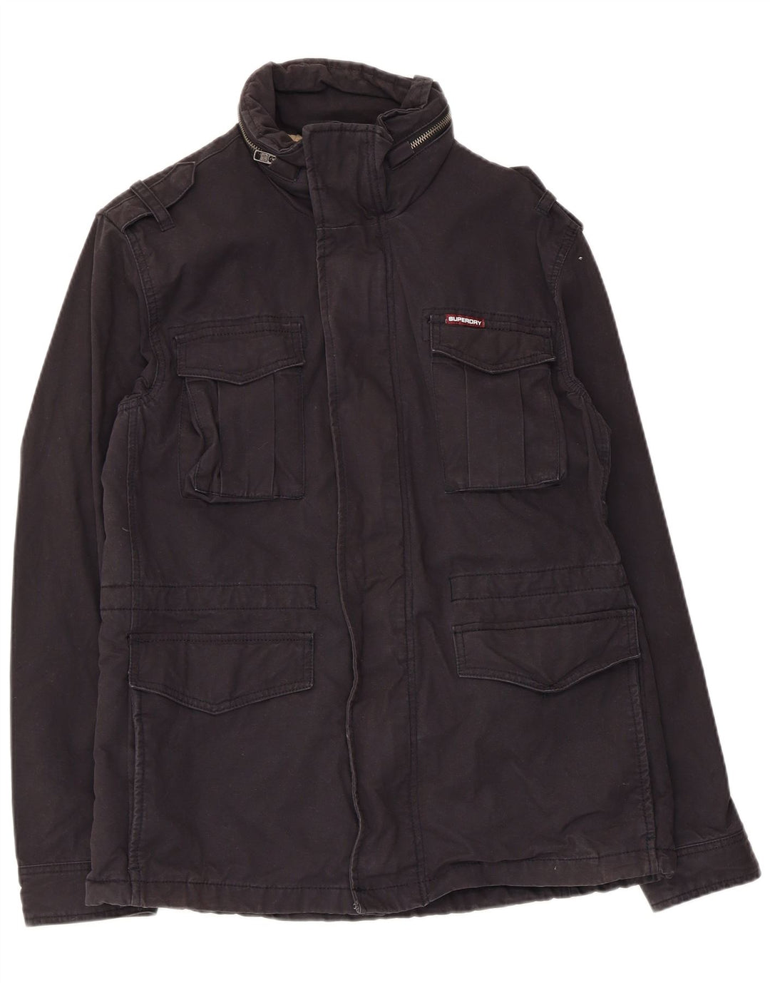 Superdry Mens Utility Jacket UK 40 Large Black Cotton