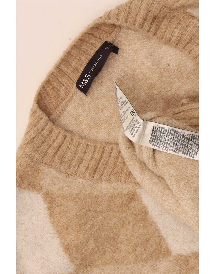 Marks & Spencer Womens V-Neck Jumper Sweater UK 14 Medium Beige