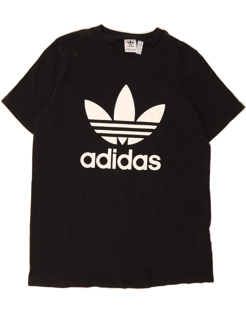 ADIDAS Womens Graphic T-Shirt Top UK 14 Large Black Cotton Vintage Adidas and Second-Hand Adidas from Messina Hembry 