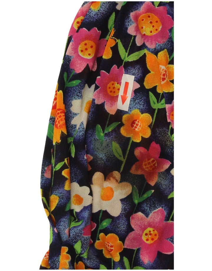 Gibi Womens Cardigan Top UK 14 Large Navy Blue Floral Acetate