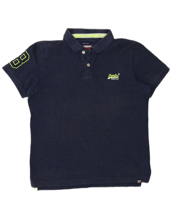 Superdry Mens Graphic Polo Shirt XL Navy Blue Cotton