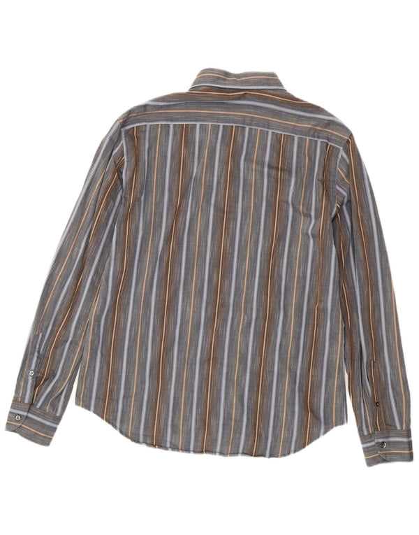 Roccobarocco Mens Shirt Large Grey Striped Cotton