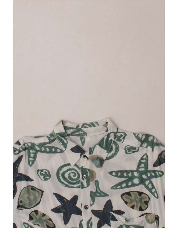 VINTAGE Mens Abstract Pattern Short Sleeve Shirt XL White Vintage Vintage and Second-Hand Vintage from Messina Hembry 
