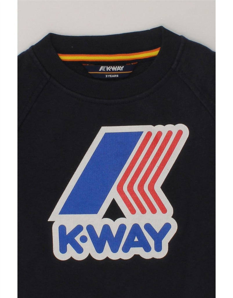 K-WAY Boys Graphic Sweatshirt Jumper 2-3 Years Navy Blue Cotton | Vintage K-Way | Thrift | Second-Hand K-Way | Used Clothing | Messina Hembry 