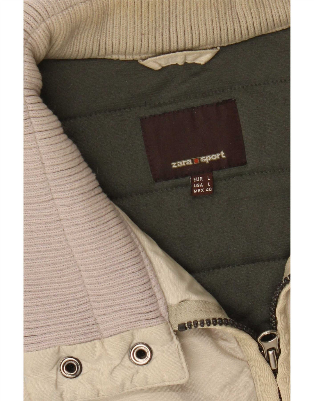 Zara Mens Bomber Jacket UK 40 Large Beige