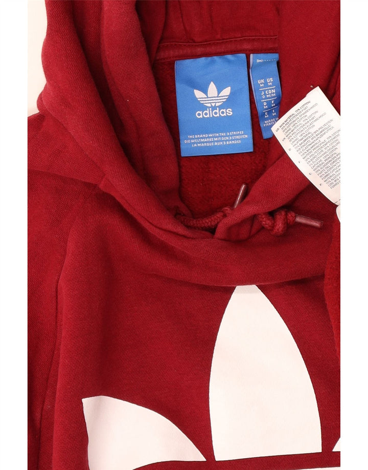 Adidas Mens Graphic Hoodie Jumper Medium Red Cotton
