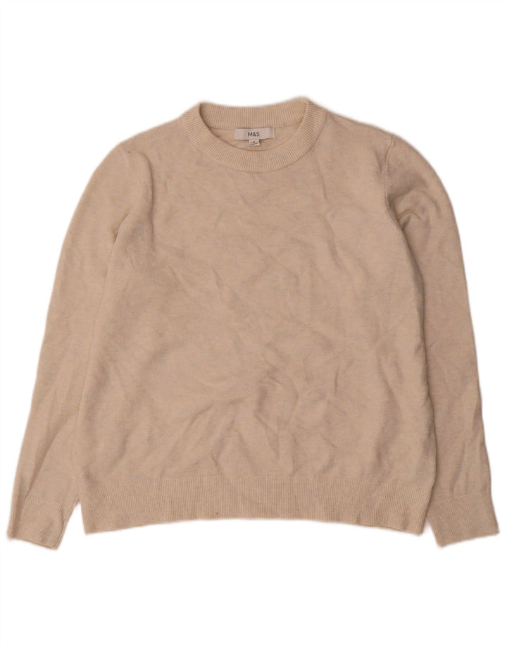 Marks & Spencer Womens Crew Neck Jumper Sweater UK 14 Medium Beige Flecked