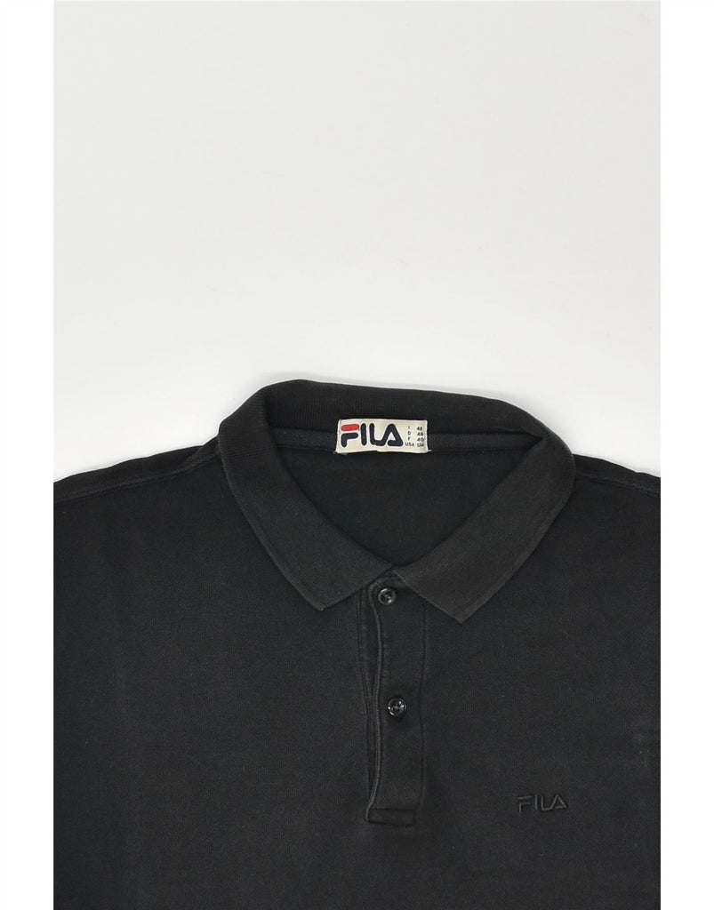 FILA Mens Polo Shirt IT 48 Medium Black Cotton | Vintage Fila | Thrift | Second-Hand Fila | Used Clothing | Messina Hembry 