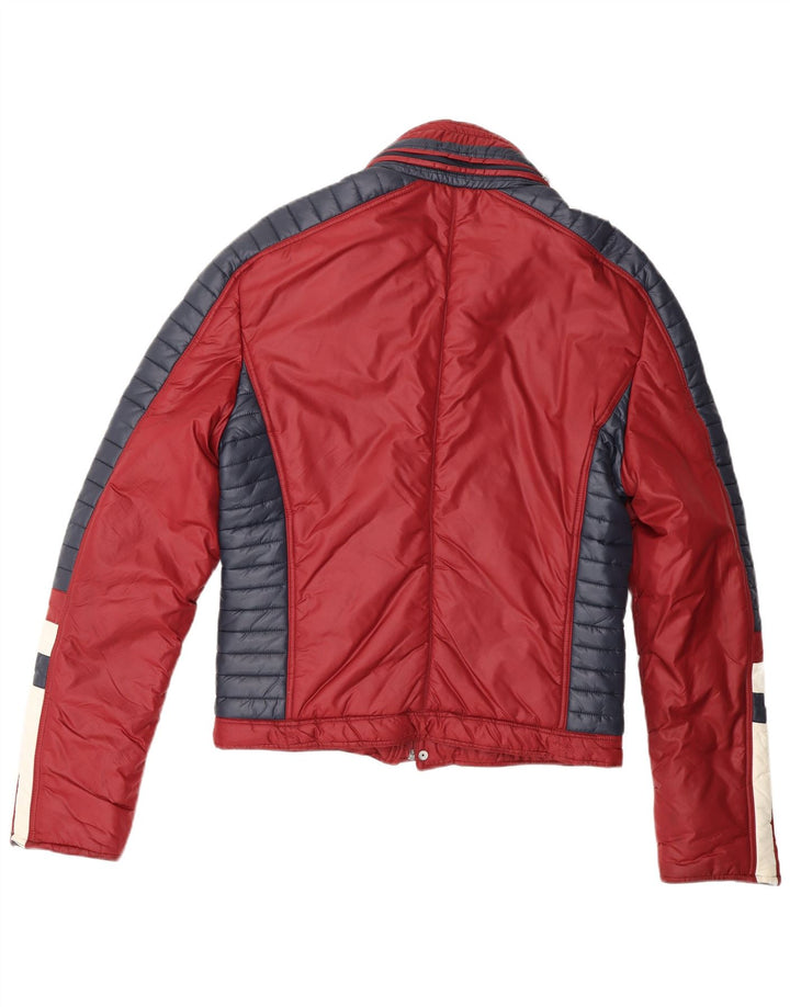 Dolce & Gabbana Mens Hooded Padded Jacket IT 46 Small Burgundy Colourblock