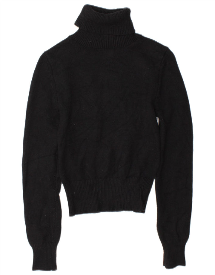 Zara Womens Roll Neck Jumper Sweater UK 10 Small Black Viscose