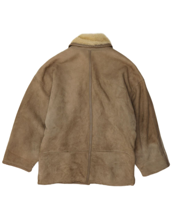 Genny Womens Shearling Jacket US 6 Medium Grey Leather