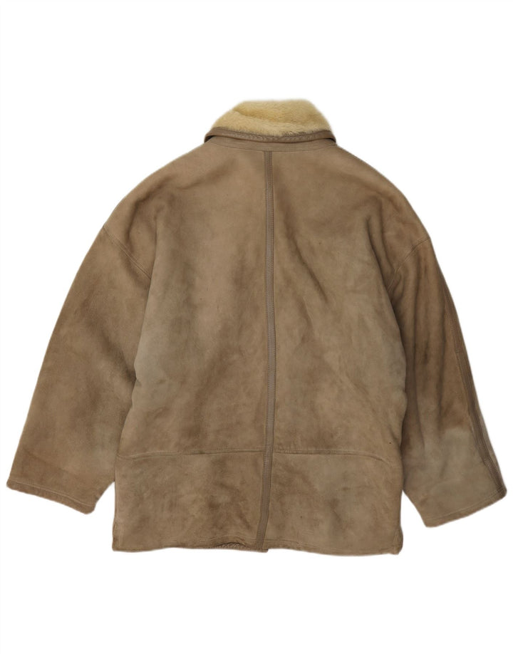 Genny Womens Shearling Jacket US 6 Medium Grey Leather