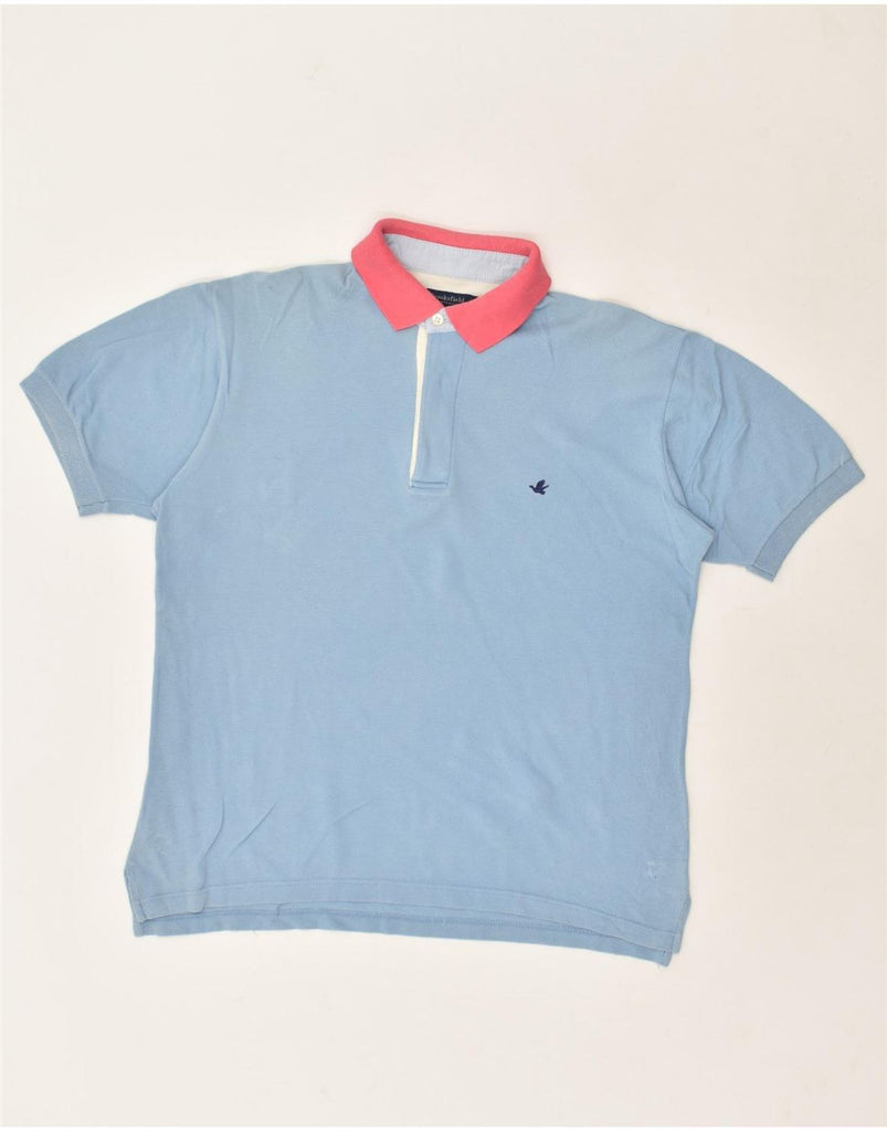 BROOKSFIELD Mens Polo Shirt IT 46 Small Blue Cotton | Vintage Brooksfield | Thrift | Second-Hand Brooksfield | Used Clothing | Messina Hembry 