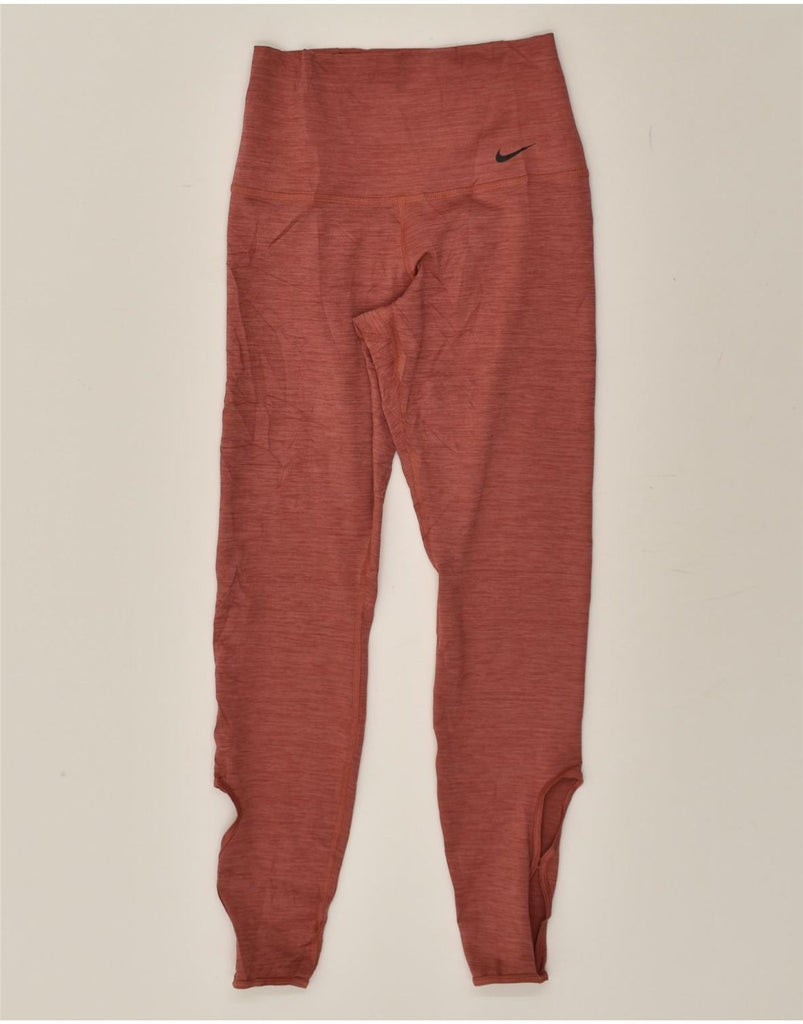 NIKE Womens Dri Fit Tracksuit Trousers Joggers UK 4 XS Brown Polyester | Vintage Nike | Thrift | Second-Hand Nike | Used Clothing | Messina Hembry 