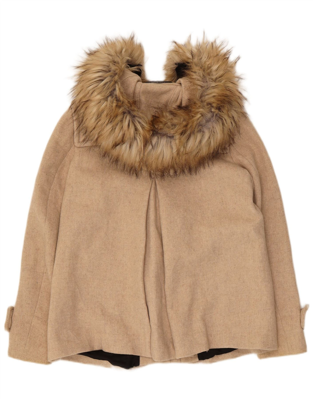 Zara Womens Hooded Oversized Duffle Coat UK 6 XS Beige