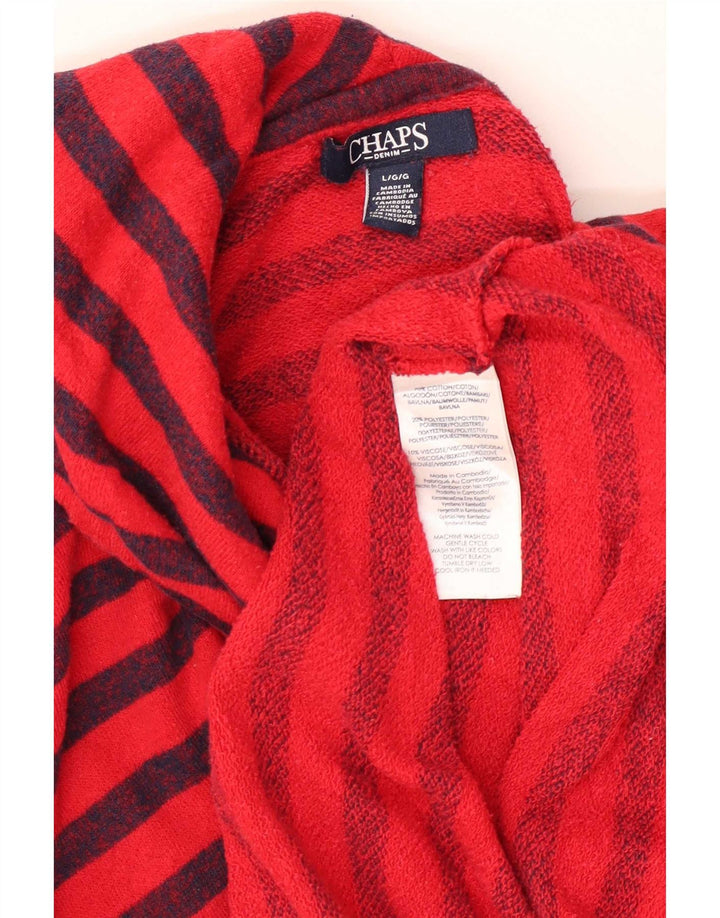 Chaps Womens Roll Neck Sweatshirt Jumper UK 14 Large Red Striped Cotton