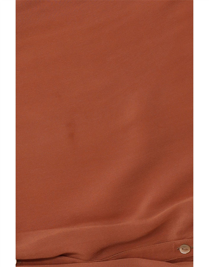 VINTAGE Womens Loose Fit Long Sleeve Shirt Blouse IT 46 Large Brown
