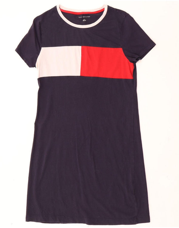 Tommy Hilfiger Womens T-Shirt Dress UK 12 Medium Navy Blue Colourblock