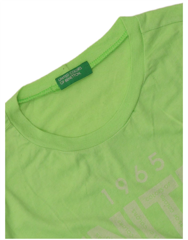 Benetton Womens Graphic T-Shirt Top UK 12 Medium Green