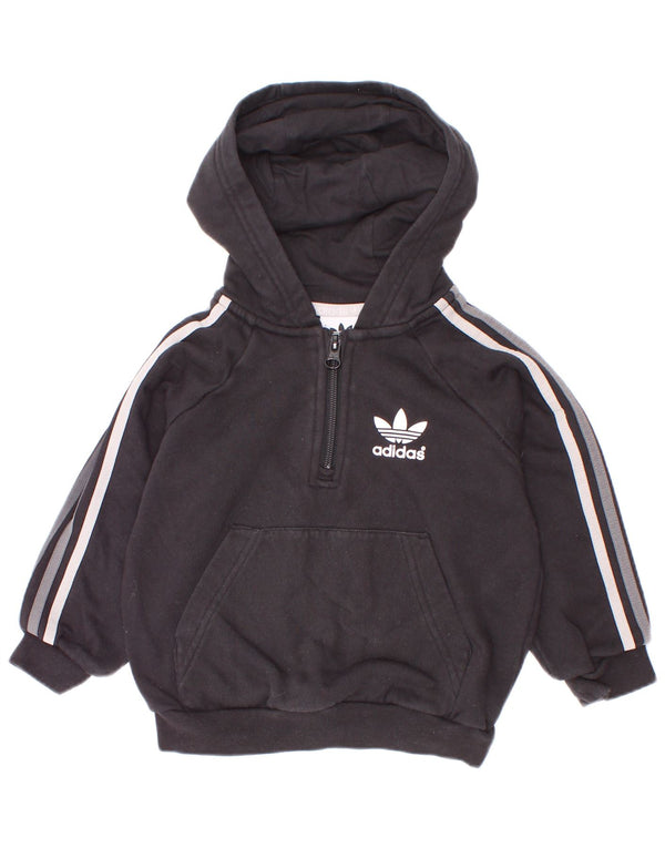 Adidas Boys Hoodie Jumper 2-3 Years Black Cotton