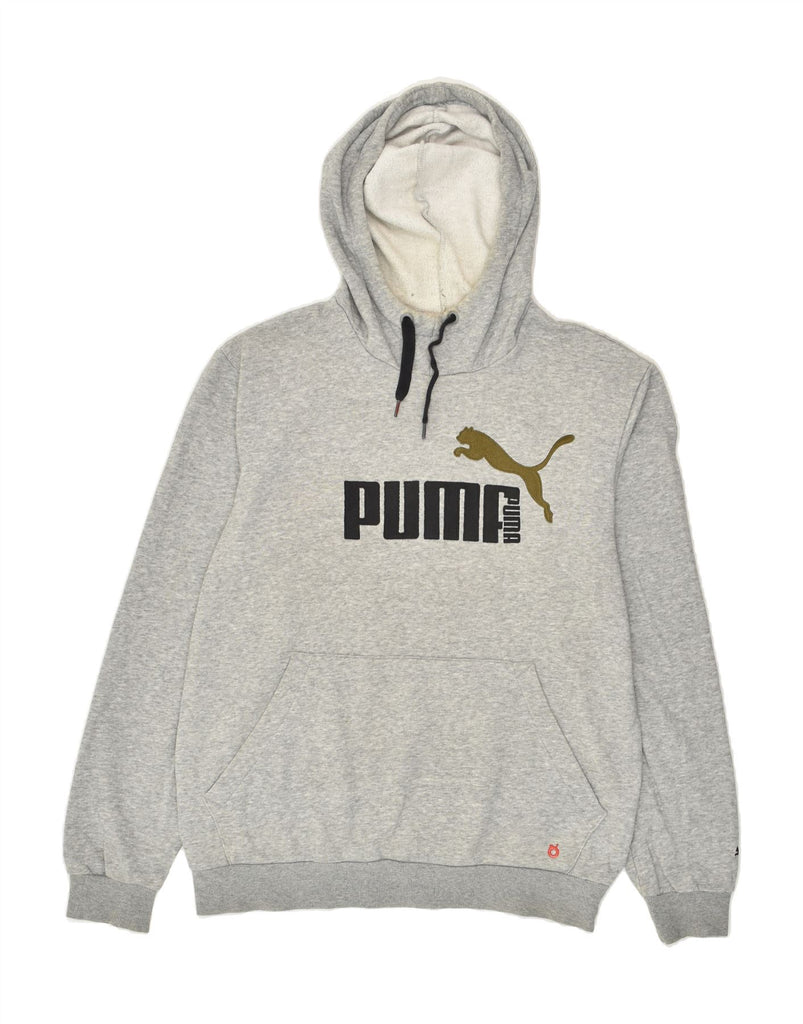 PUMA Mens Graphic Hoodie Jumper Medium Grey Cotton | Vintage Puma | Thrift | Second-Hand Puma | Used Clothing | Messina Hembry 