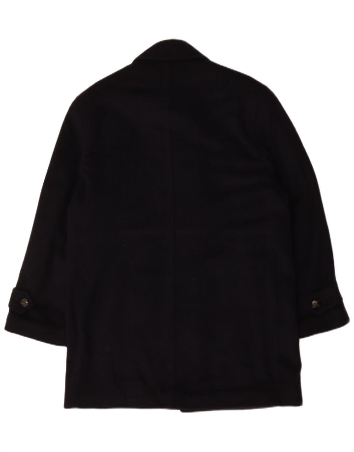 Vintage Mens Loose Fit Overcoat IT 46 Small Navy Blue Wool