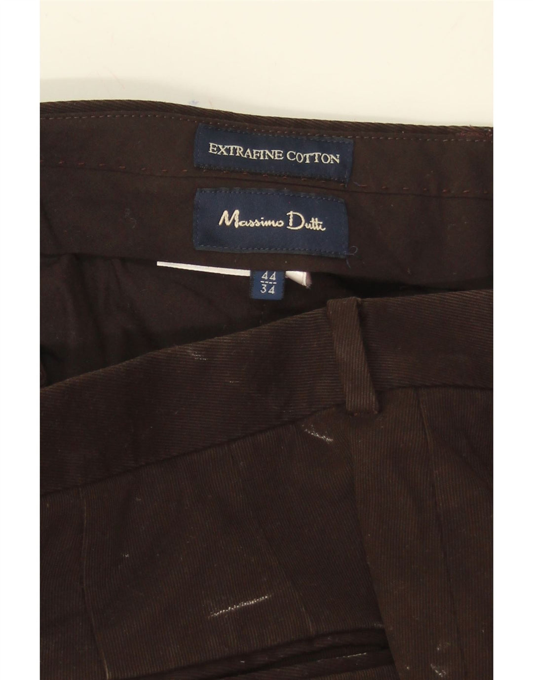MASSIMO DUTTI Mens Straight Suit Trousers W34 L33 Brown Cotton Vintage Massimo Dutti and Second-Hand Massimo Dutti from Messina Hembry 