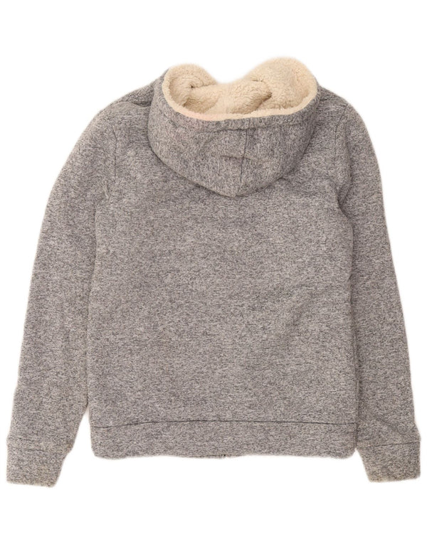 Saltrock Womens Hooded Sherpa Zip Hoodie Sweater UK 10 Small Grey Flecked
