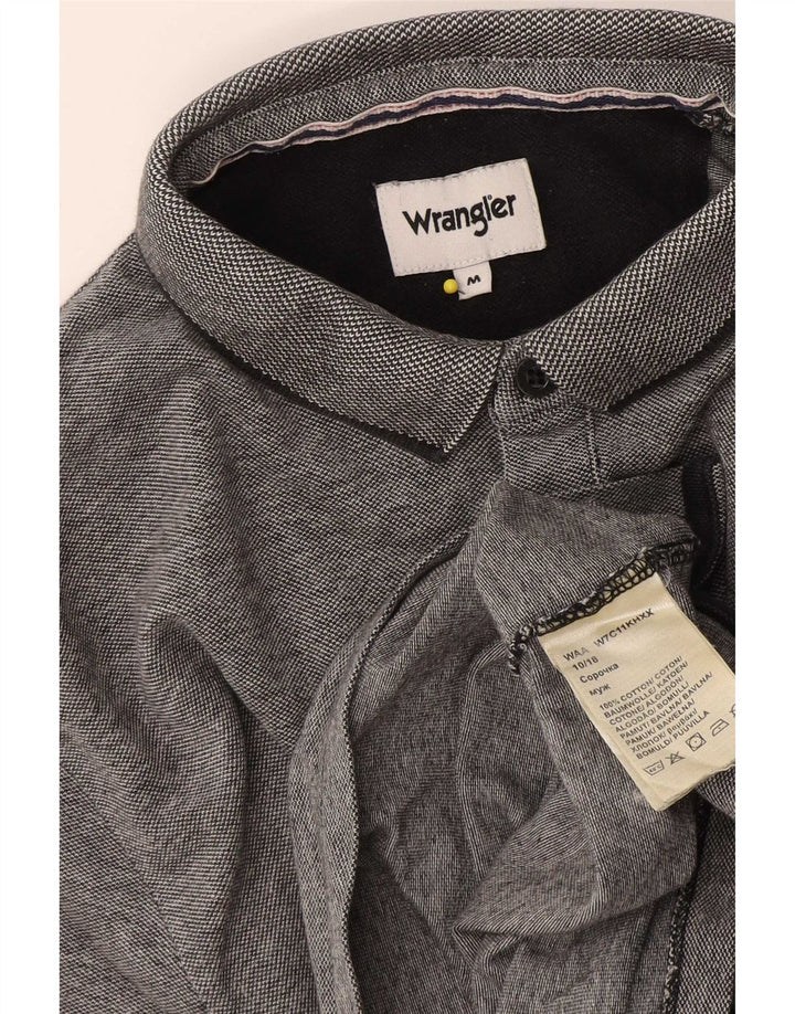 Wrangler Mens Polo Shirt Medium Grey Striped Cotton