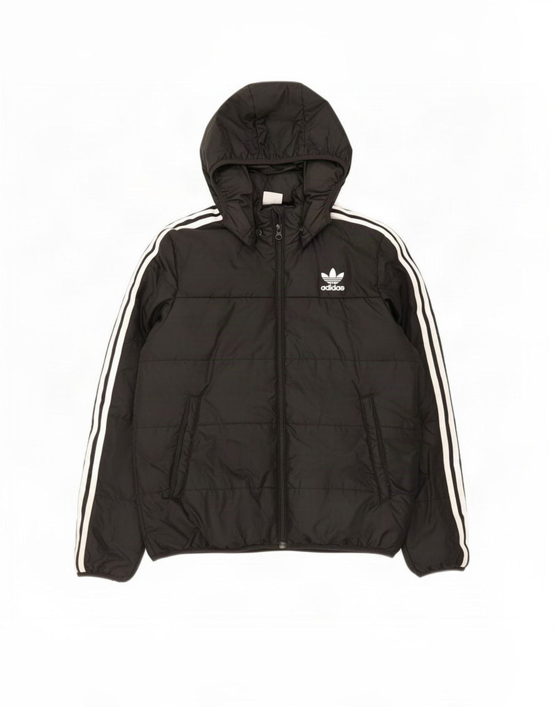 Adidas Boys Hooded Padded Jacket 12-13 Years Black Polyester