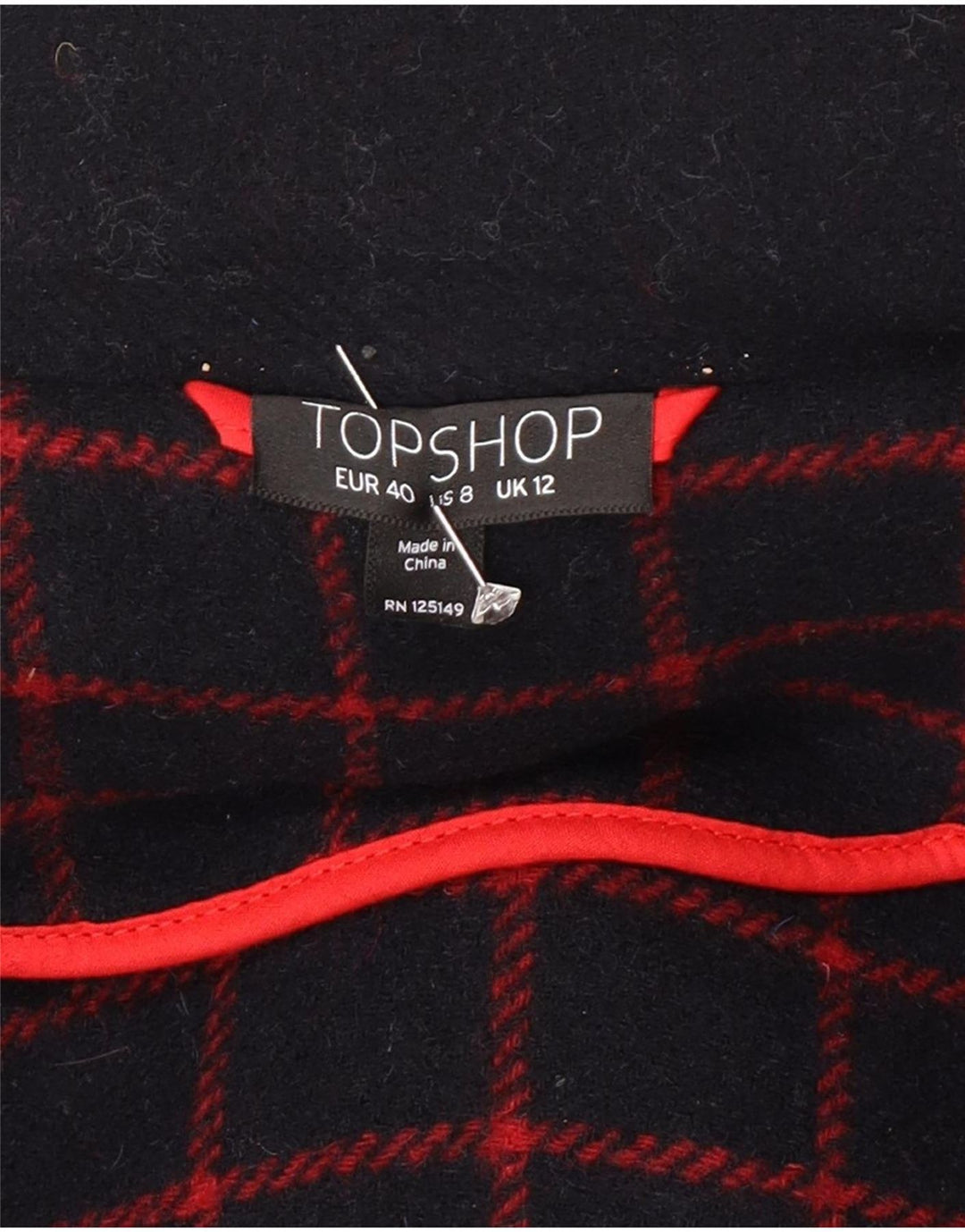 Topshop Womens Hooded Duffle Coat UK 12 Medium Navy Blue Wool