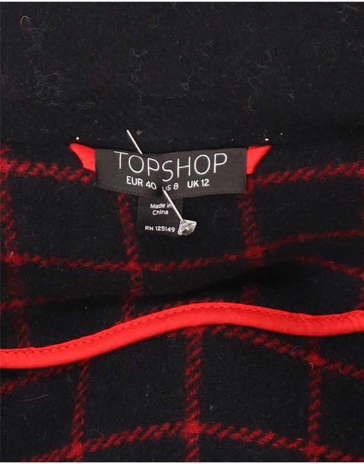 Topshop Womens Hooded Duffle Coat UK 12 Medium Navy Blue Wool