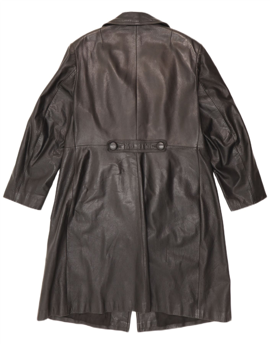 Vintage Womens Leather Coat IT 52 2XL Black