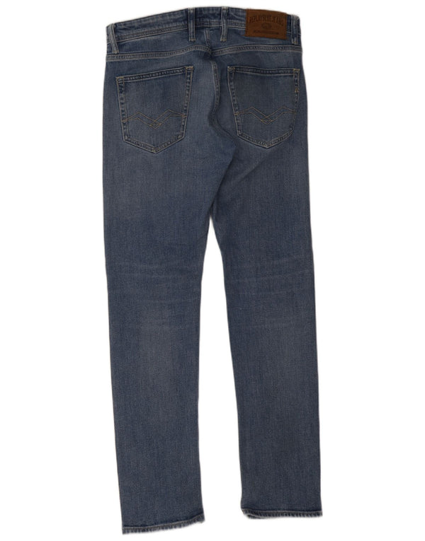 Replay Mens Grover Slim Jeans W32 L31 Blue Cotton