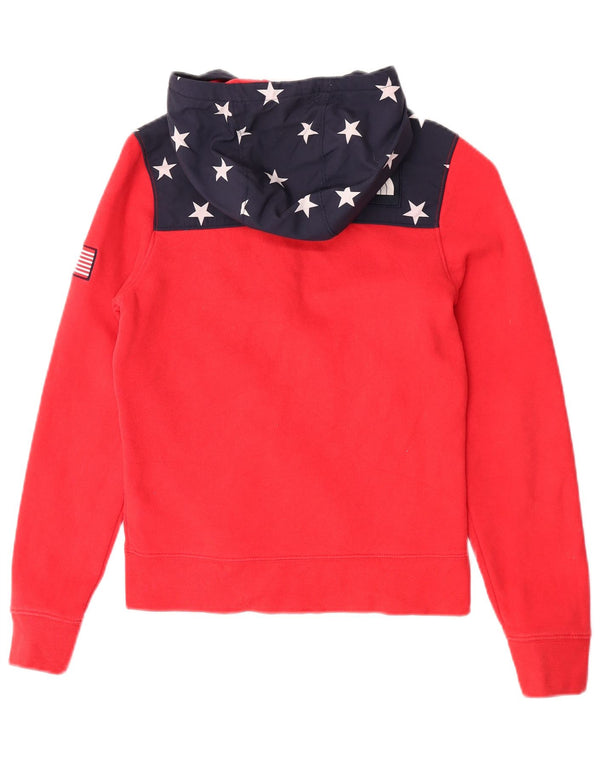 The North Face Girls Hoodie Jumper 10-11 Years Medium Red Colourblock