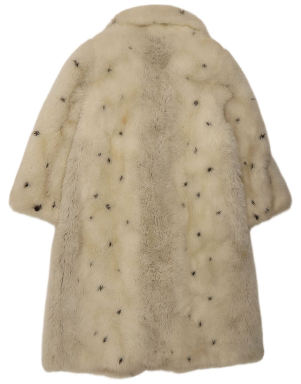 Golden Gate Womens Faux Fur Overcoat UK 14 Medium White Spotted Acrylic