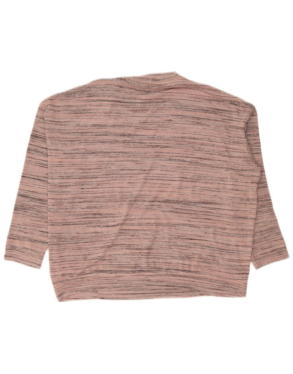 Marks & Spencer Womens Crew Neck Jumper Sweater UK 12 Medium Pink Striped