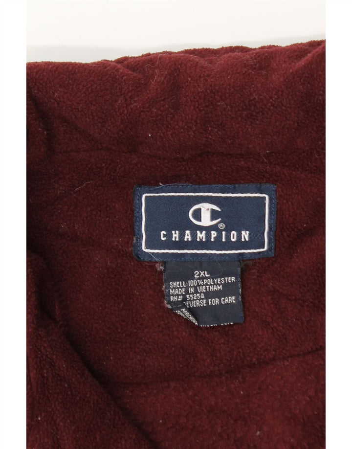 Champion Mens Zip Neck Fleece Jumper 2XL Burgundy Polyester